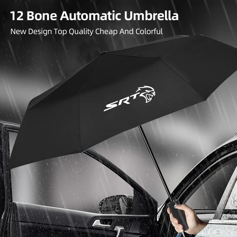 Car Fully Automatic Folding Rain Windproof Umbrella Sunshade For Dodge SRT Ram Journey Charger Challenger Caliber Durango Nitro