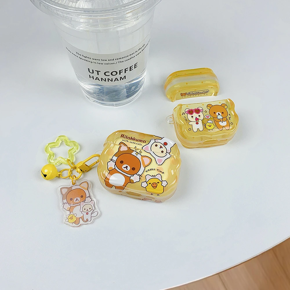 Cute Rilakkuma Bear Earphone Case - Cartoon Wireless Earbud Protective Cover