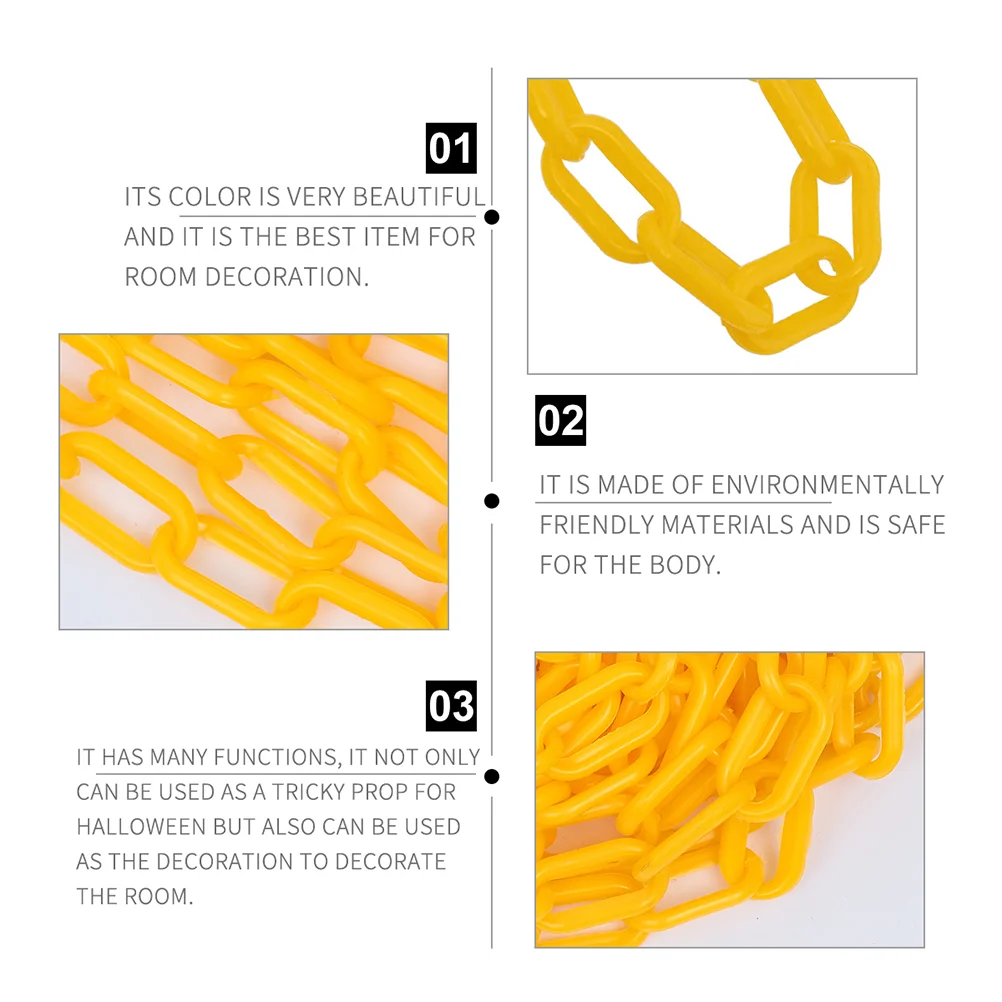 5 Meter Yellow Plastic Safety Chain Crowd Control Barrier Decorative Security Chain Event Halloween Wedding Party Traffic Cone plastic chain barrier