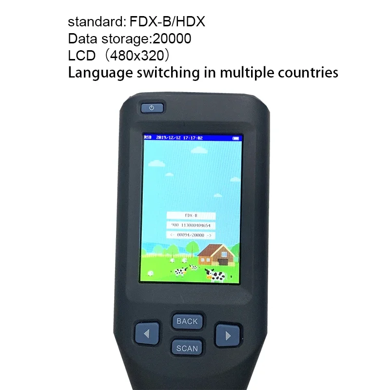 134.2khz Android APP Animal identification FDXB HDX rfid handheld long stick animal tag reader BT ear tag scanner for cattle cow