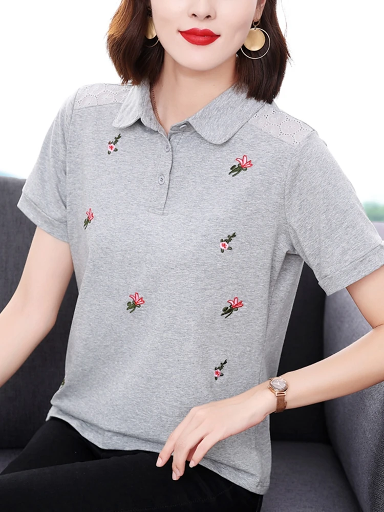 

BOBOKATEER Short Sleeve Camisas De Mujer Cotton T-shirt Female Clothing Summer Woman Tshirts Haut Femme Elegant T-shirty Damskie