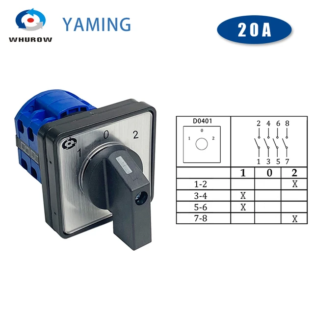 Interruptor selector de cambio Interruptor de leva rotativo Interruptor de  pestillo con instalación Caja impermeable 220V 20A 3 posiciones 8