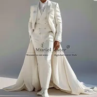 Formal Groom Wear Wedding Tuxedo Tailored Made Jacket Long Tail Vest Pants 3 Pieces Man Business Banquet Prom Blazer Chic Dress 2
