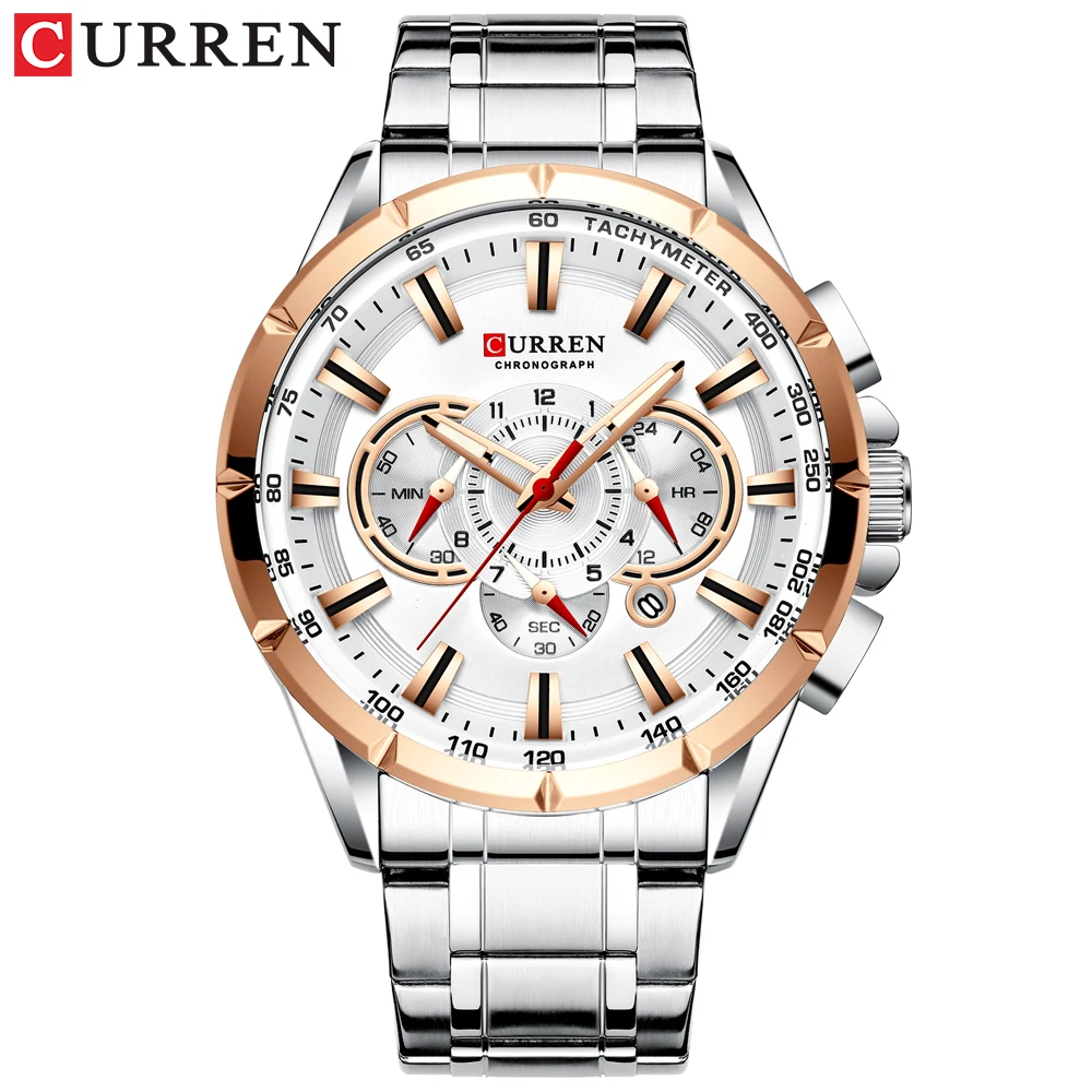 2019 CURREN Fashion Style Mens Quartz Watches Business Steel Strap Watch Men Waterproof Sport Watch Male Clock Relogio Masculino 