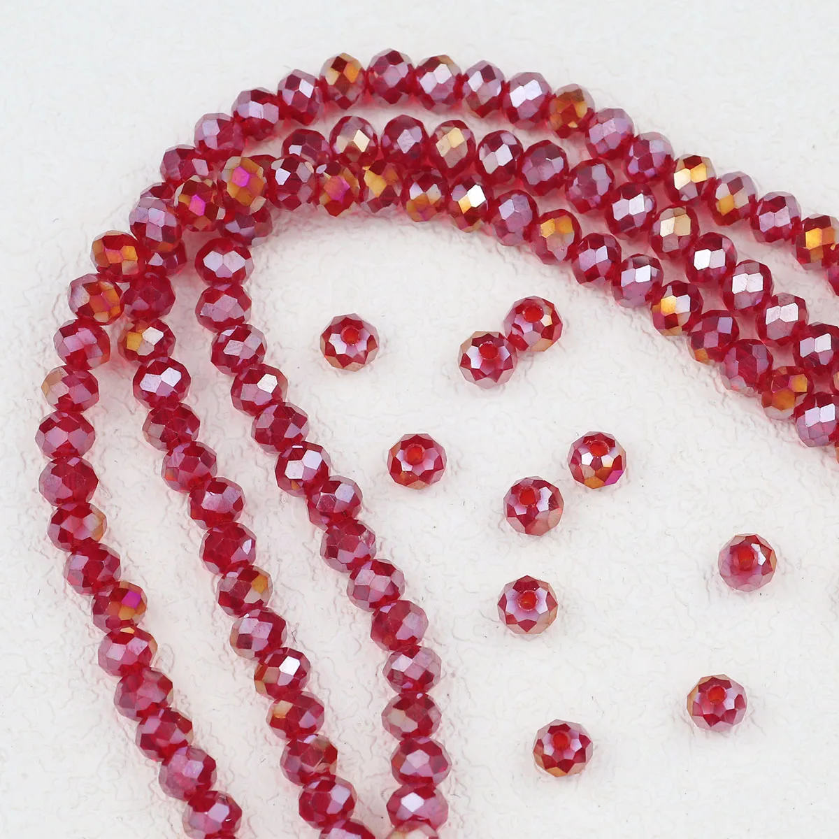 Luxurious Deep Red Austrian Crystal Glass Beads - Flat Round Loose Beads