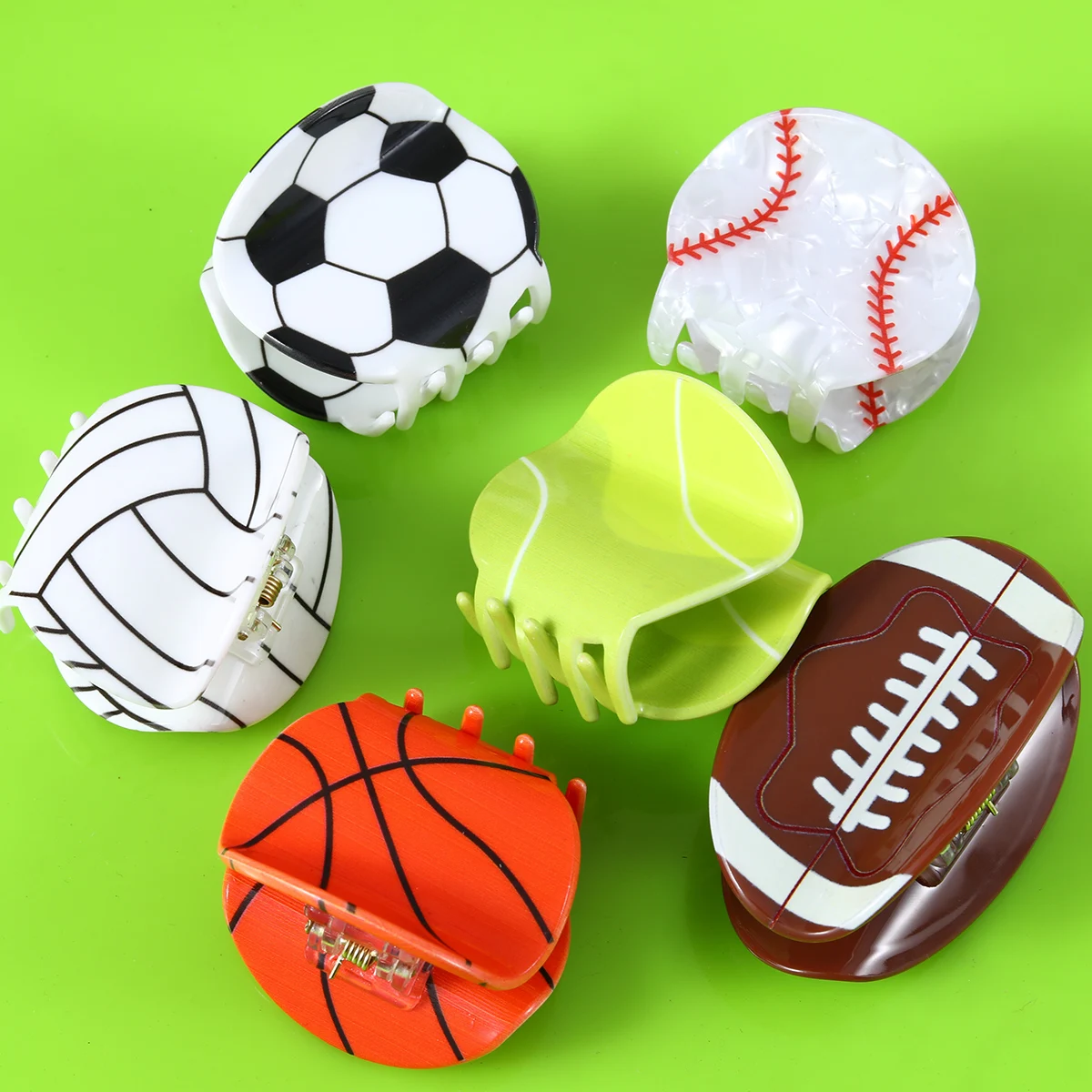 1pc Balls Football Shape Hair Claw Shark Claw Sports Claw Clips Ponytail Holder Hair Accessories For Girls Women