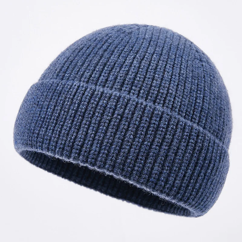 

Вязаная шапка из чистой шерсти Осень-зима Мужская однотонная универсальная теплая шапка