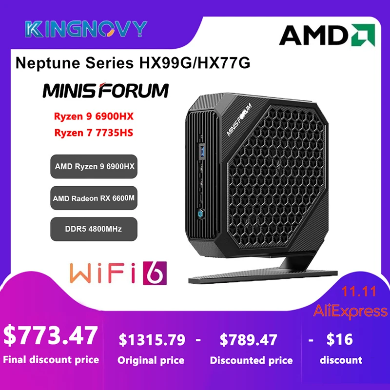 MinisForum Gaming Mini PC HX99G HX77G AMD Ryzen 9 6900HX 7735HS Radeon RX  6600M 8G Windows 11 DDR5 PCIE4.0 2xUSB4 Gamer Computer - AliExpress