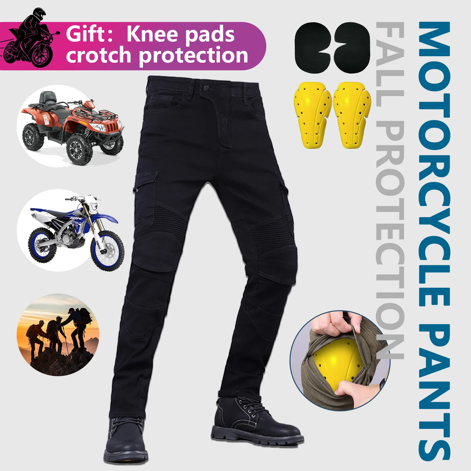 

Черные мотоциклетные брюки, синие мотоциклетные джинсы, мужские зеленые; Женские мотоциклетные джинсы с защитными наколенниками для мотоциклистов, мужские уличные