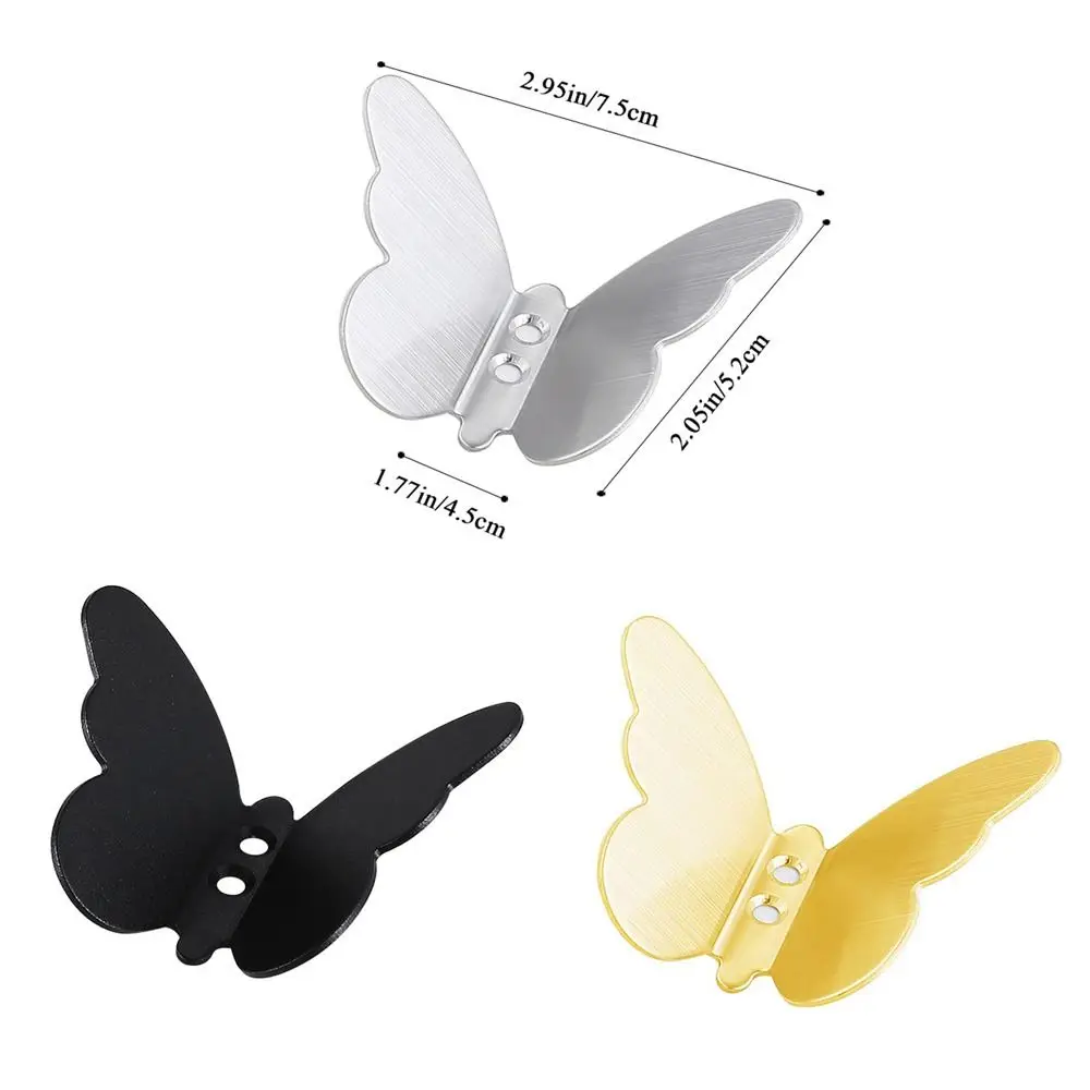 Stainless Steel Butterfly Shaped Wall Hanger Gold/Silver/Black Sturdy Towel Hangers Wall Mounted Anti-rust Key Holder Rack Hats 6