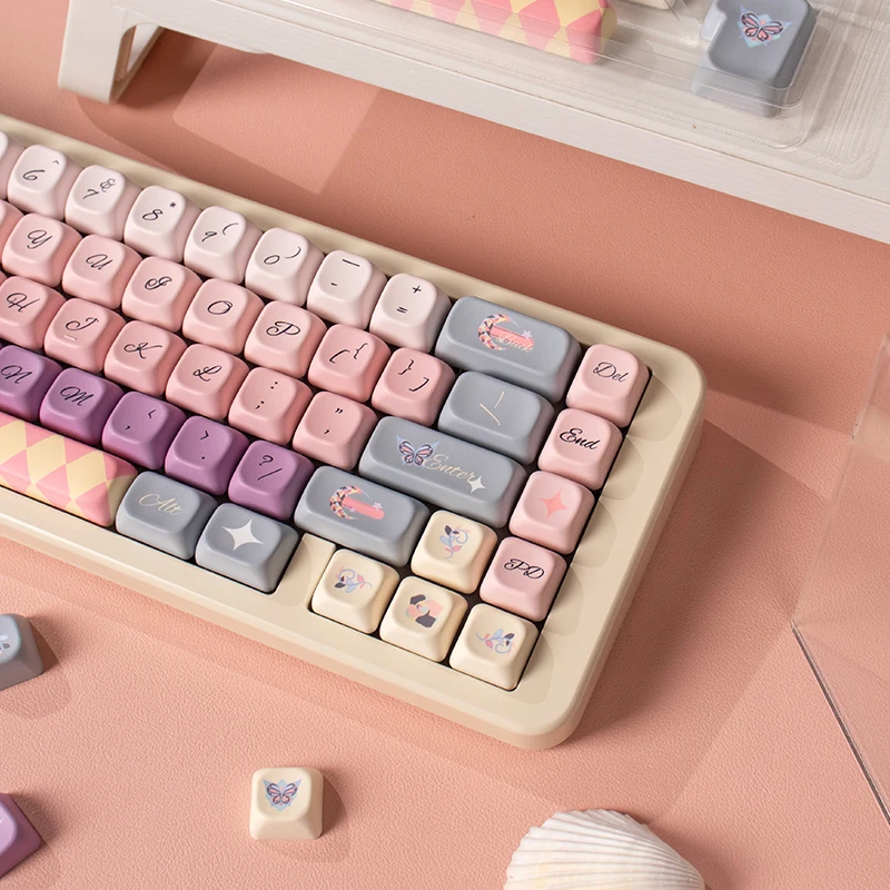 Teclas Moa Perfil Borboleta Keycaps Bonitos Keycaps Personalizados Pbt Dye-sub Keycaps para Teclado Mecânico Conjunto de Teclas com Aparência Mais Redonda do Que as Teclas de Tema Xda Compatíveis Cherry Gateron 152 - Imagem 5