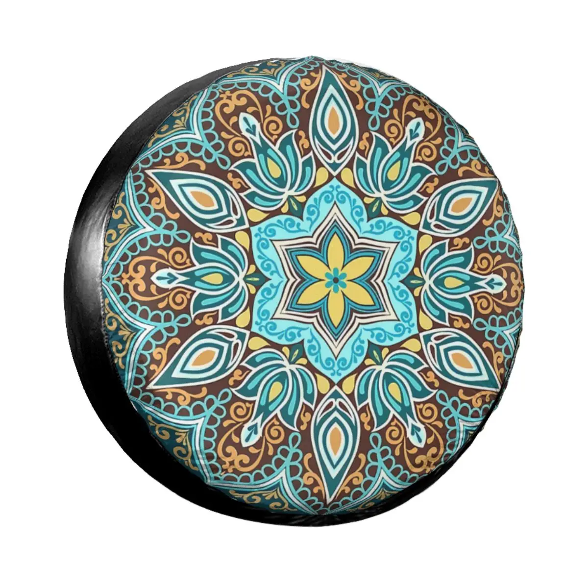 

Boho Bohemian Mandala Turquoise Spare Tire Cover for Mitsubishi Pajero Floral Car Wheel Protectors 14" 15" 16&quo