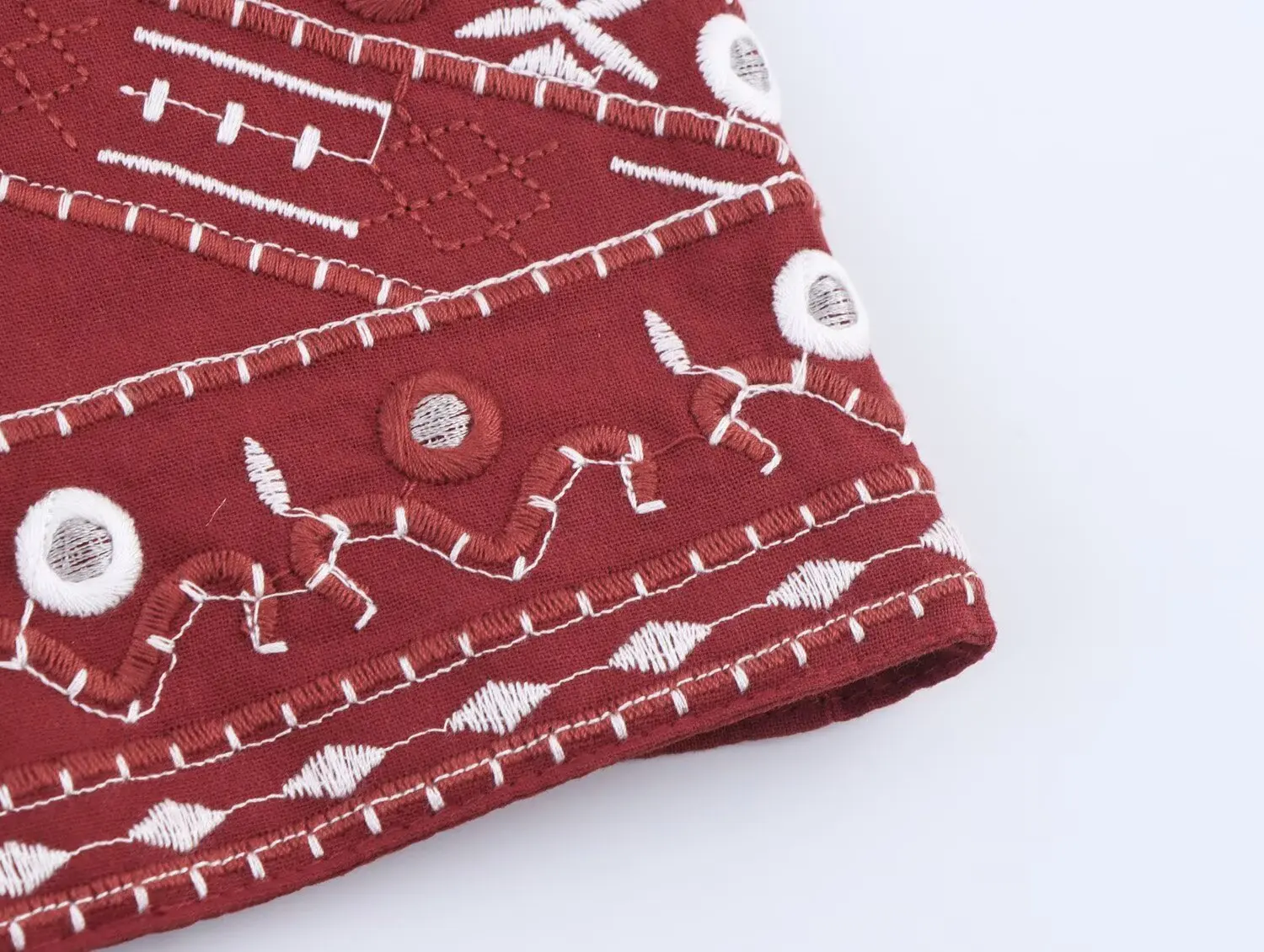 KONDALA Casual Chic Rot Stickerei Frauen Anzug V-ausschnitt Ärmellose Weste Breite Bein Shorts Mode 2025, Sommer Boho V-ausschnitt Frauen Sets – Detail 10