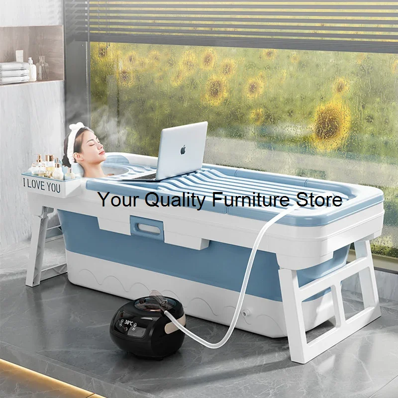 

Portable Folding Bathtub Children Swimming Plastic Bathtub Adults Bucket Sauna Lid Cover Banheira Dobravel Adulta House Bathtub