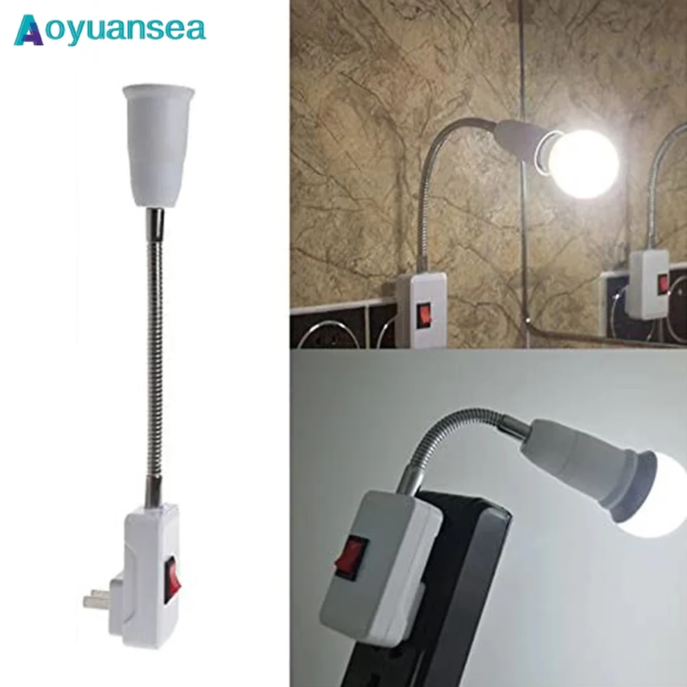 Aoyuansea Adjustable E27 110V 220V LED Bulb Socket Lamp Holder Rotating Base Flexible Bend EU US UK Plug Converter Adapter 10m led strip lights ws2812b rgbic luces light bluetooth 5v flexible lamp ribbon usb diode tape tv desktop screen backlight