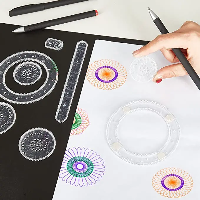 Spirograph Drawing Toys Set Interlocking Gears Wheels with Pens Spiral  Designs Painting Accessories Geometric Ruler Toy - AliExpress