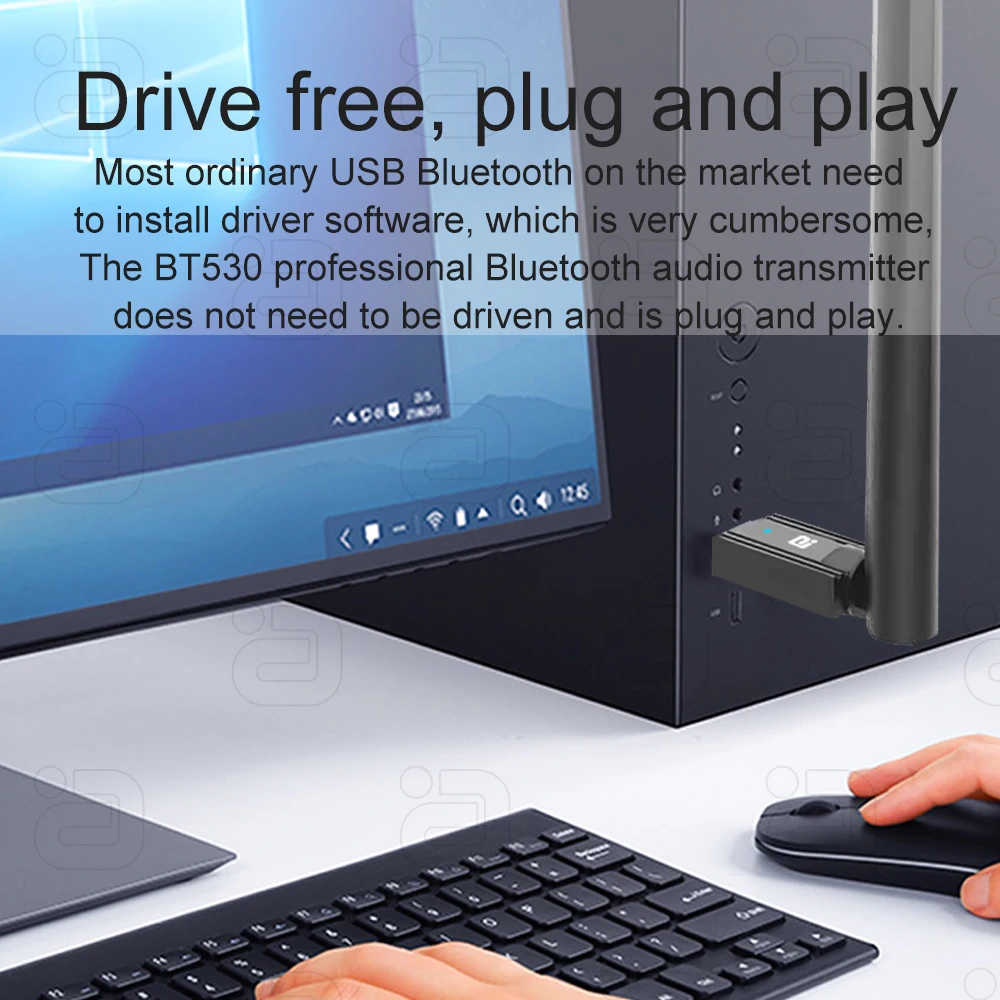 Ayino 100m Usb Bluetooth 5.3 Dongle Adaptador Aptx para pc sem Fio Falante Impressora Mouse Teclado Receptor de Áudio Transmissor - Image 6