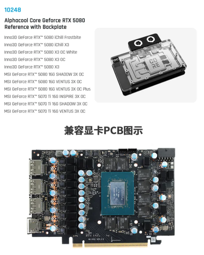 Alphacool コア ウォーター ブロック サーブ Inno3D Geforce RTX 5080