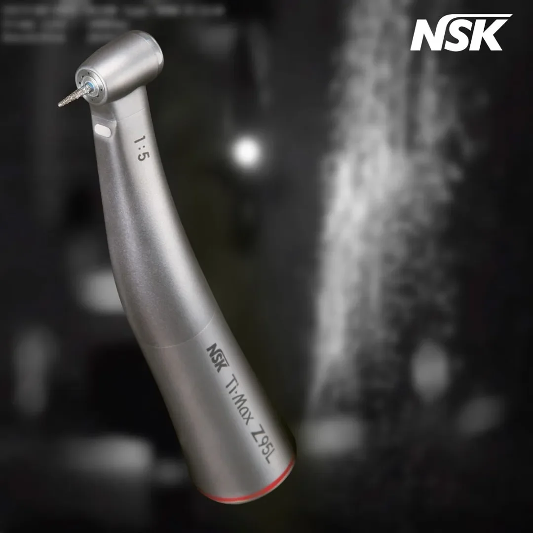 

NSK TiMax Dental X95L Against Contra Angle 1:5 Increasing Speed Handpiece Push Button Fiber Optic Handpiece Inner Water Red Ring