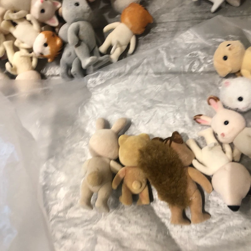 1PC Random Forest Family Animal Figure Rabbit Bear Dog Squirrel Koala Flocked Figurine Animal Model Toy For Kids Factory Defects 6