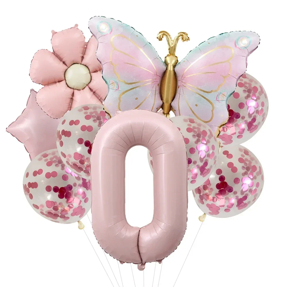 Pink Butterfly Foil Balloons for 5th Birthday and Themed Celebrations