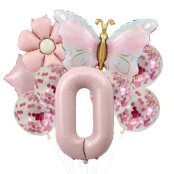 Pink Butterfly Foil Balloons for 5th Birthday and Party Decor (Pink 0)