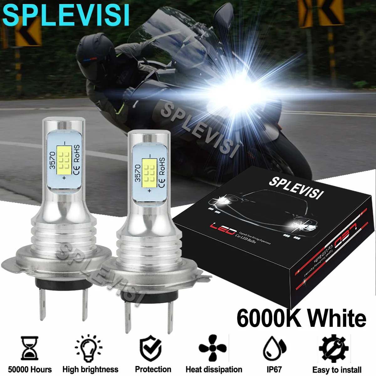 2pcs 6000k White Motorcycle 35w Led Headlights Kit For Bmw C600 2013