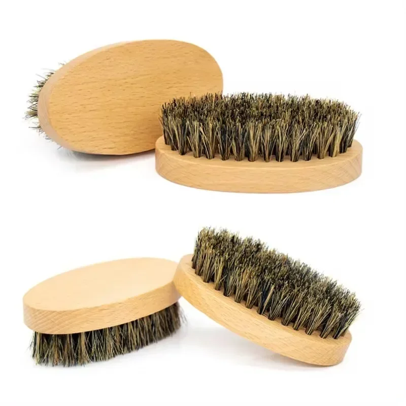 Spazzola per barba in legno per uomo Pettine in legno naturale Setola di cinghiale Spazzola per baffi Spazzola per onde da uomo da viaggio Regali Compleanno Cura della barba - immagine 4