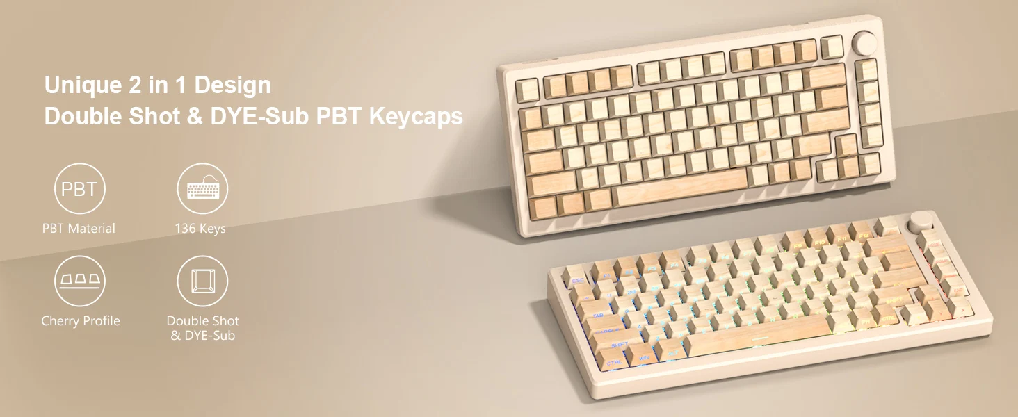 Side Dye-Sub PBT Keycap, RGB Perfil Cereja,