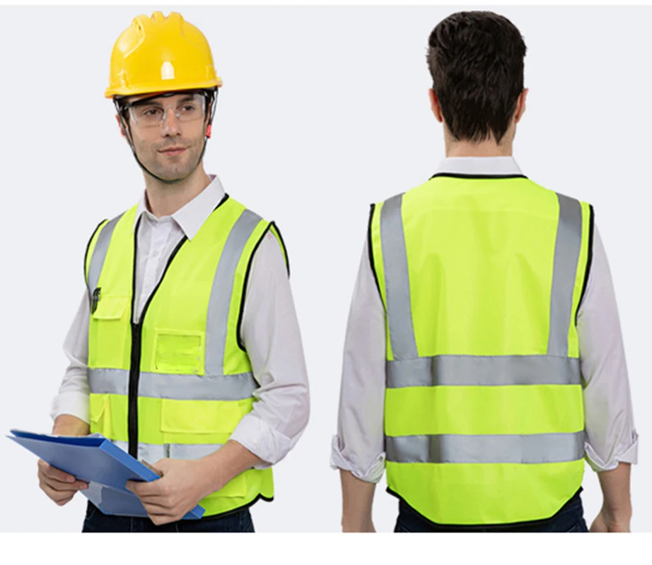 Motorcycle Bicycle Safe Clothing High Visibility Reflective Vest Safety Cloth Warning Waistcoat Fluorescent Workwear With Pocket