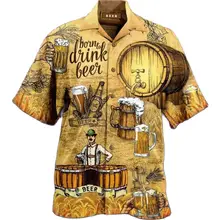 Hawaiian Shirt 3d Print Beer Short-sleeved Cuban Shirt Beach Wear Tshirt Top Party Vintage Style For Men Women Men's Clothing