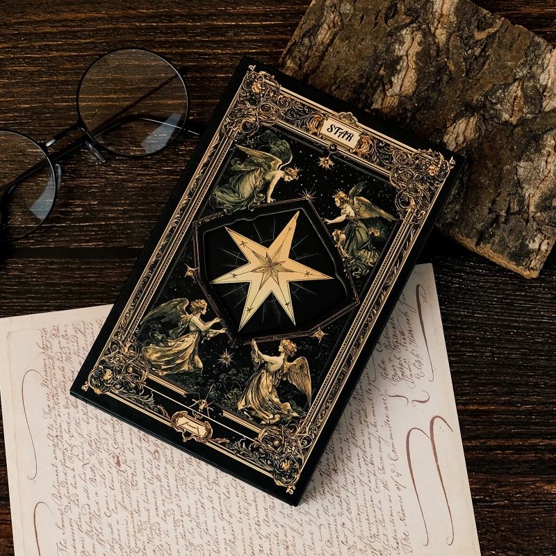 Black Gold Hexagram Tarot Cover Notebook Journal