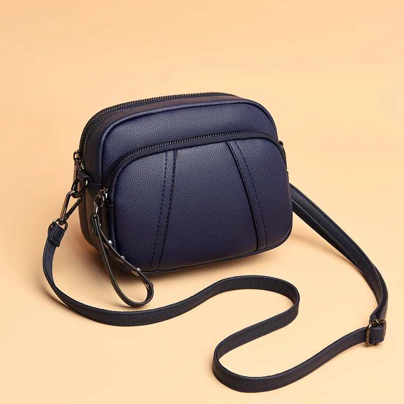 Solid Color Fashionable Rivet Zipper Women's Mobile Phone Bag