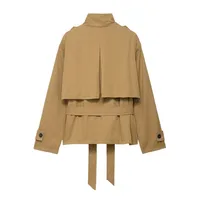 HipSeam Mid Waist Pants Set Women Casual Autumn High Collar Short Trench Coat Shorts Button Skort Female Outfit - Image 4