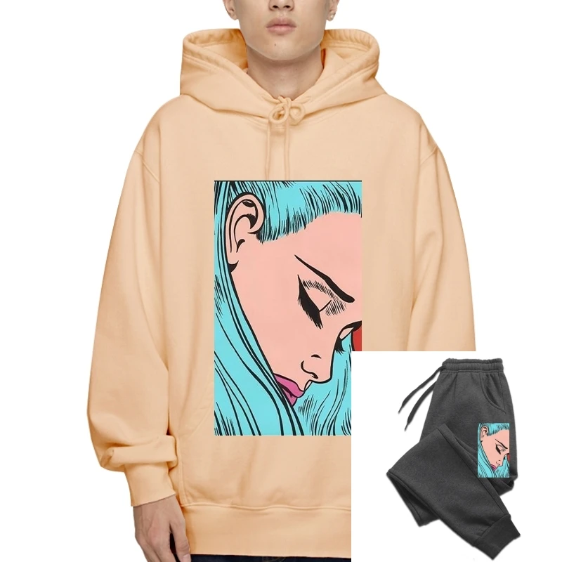 

Модный повседневный мужской свитер с капюшоном Halsey простой графический дизайн пуловер хлопковый с кулиской причудливый Пуловер черный