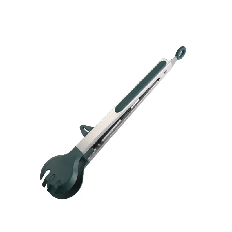 1Pcs Silicone Food Tongs Stainless Steel Food Tongs Outdoor BBQ Clamps For Camping Kitchen For Baking Steak