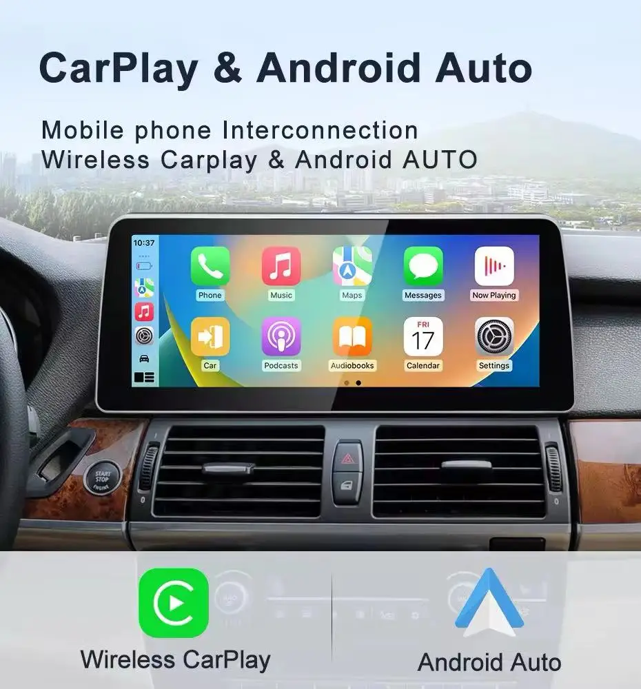 10.25인치 E70 X5 카플레이 안드로이드 오토 스테레오 GPS 차량 멀티미디어 라디오 헤드 유닛 CIC CCC DSP 앰프 스티어링 휠 컨트롤