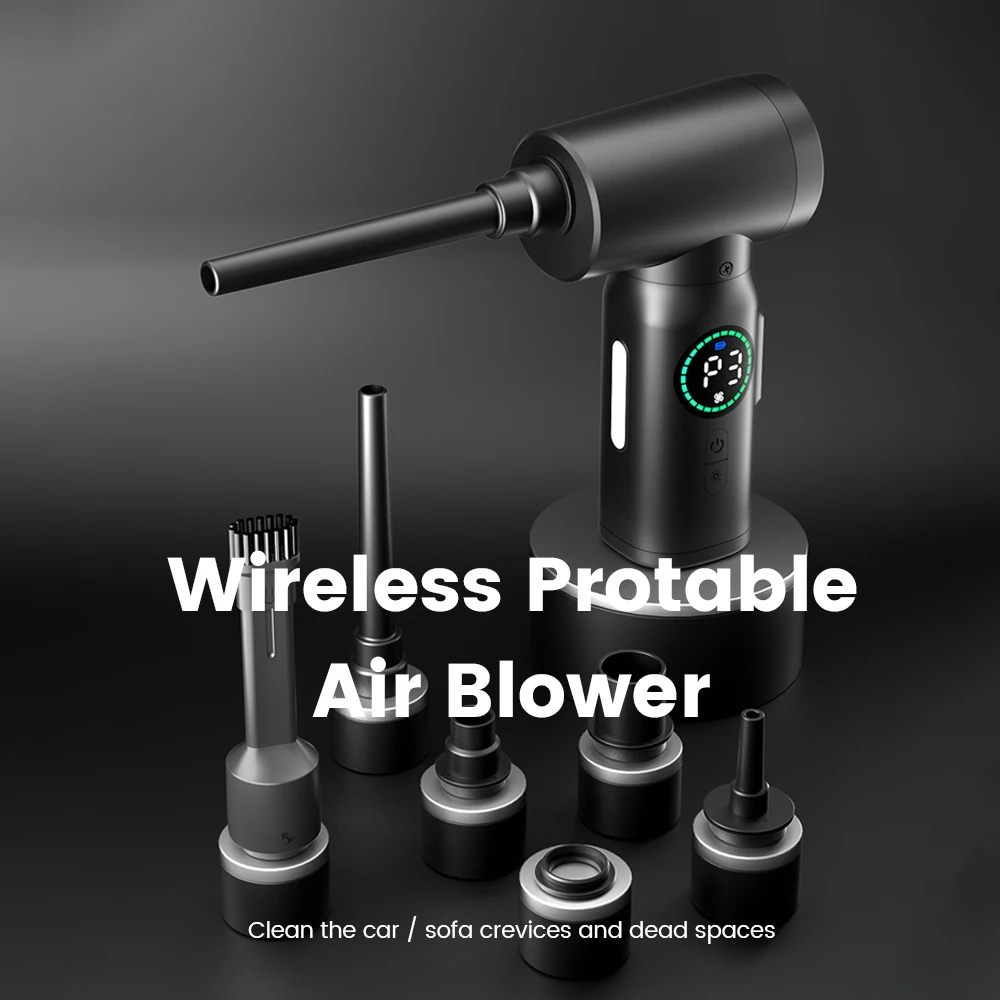 2 in 1 Air Blower 7500mAH Compressed Air Duster Protable Vacuum Cleaner Cordless 3 Speed USB for PC Keyboard Computer Cleaning air duster 50000 rpm dust blowing gun usb cordless compressed air blower for cleaning keyboard computer camera dust