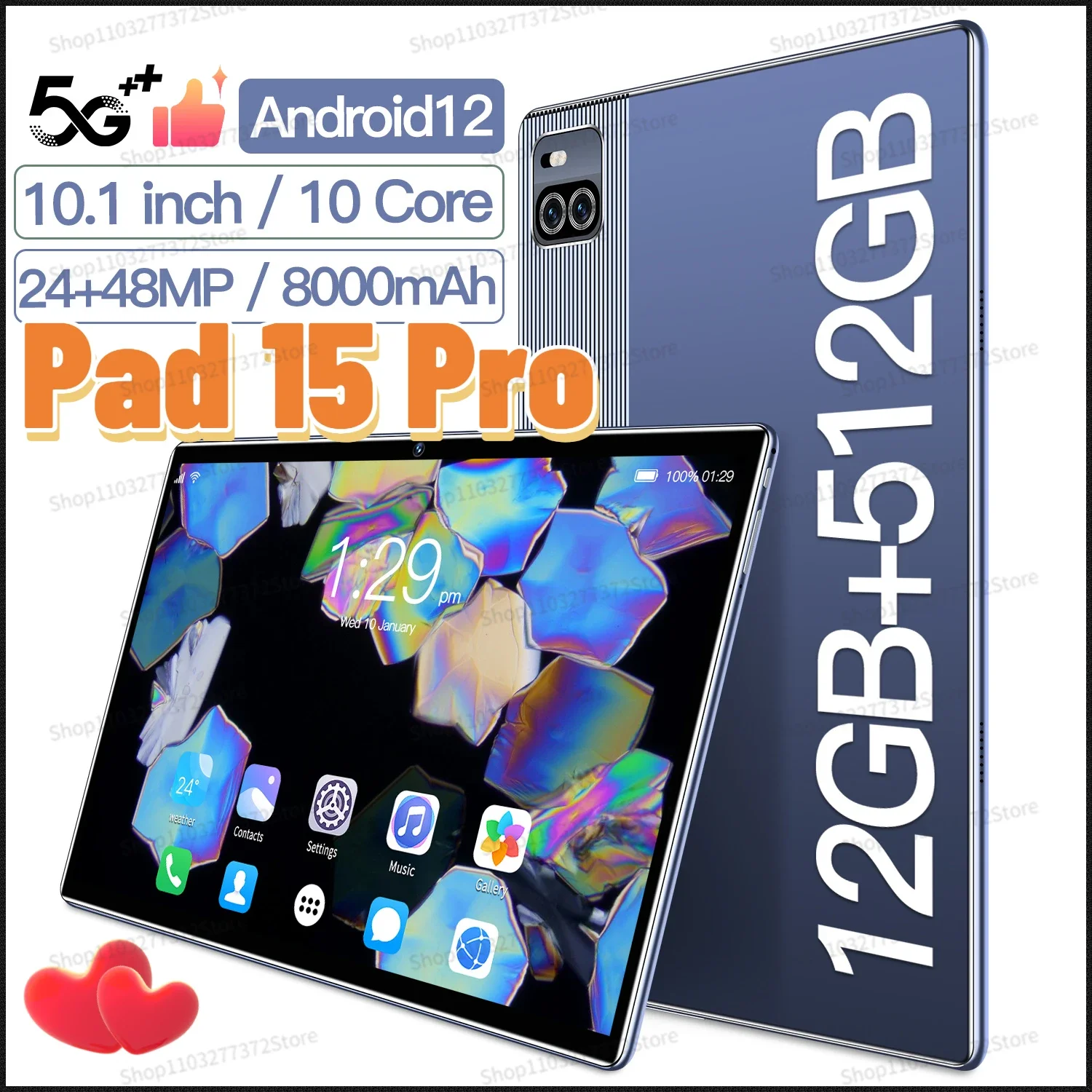 

Tablet Pad 15 Pro Android13 Global Version 12GB 512GB Snapdragon865 Tablet PC 5G Dual SIM Card WIFI HD 4K Pad 8800mAh Netbook