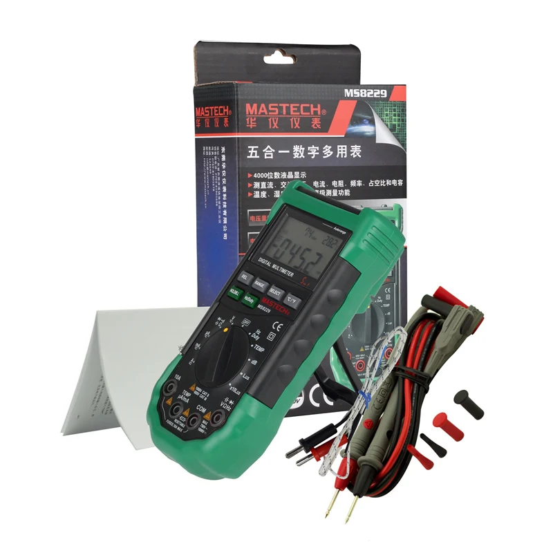 

Original Mastech MS8229 5 in1 Auto Range Digital Multimeter Multifunction Lux Sound Level Temperature Humidity Tester Meter