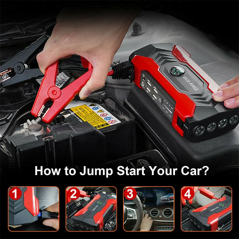 99800mAh Car Jump Starter Power Bank 200-600A Portable Charger Car Booster 12V Auto Starting Device Emergency Battery Start