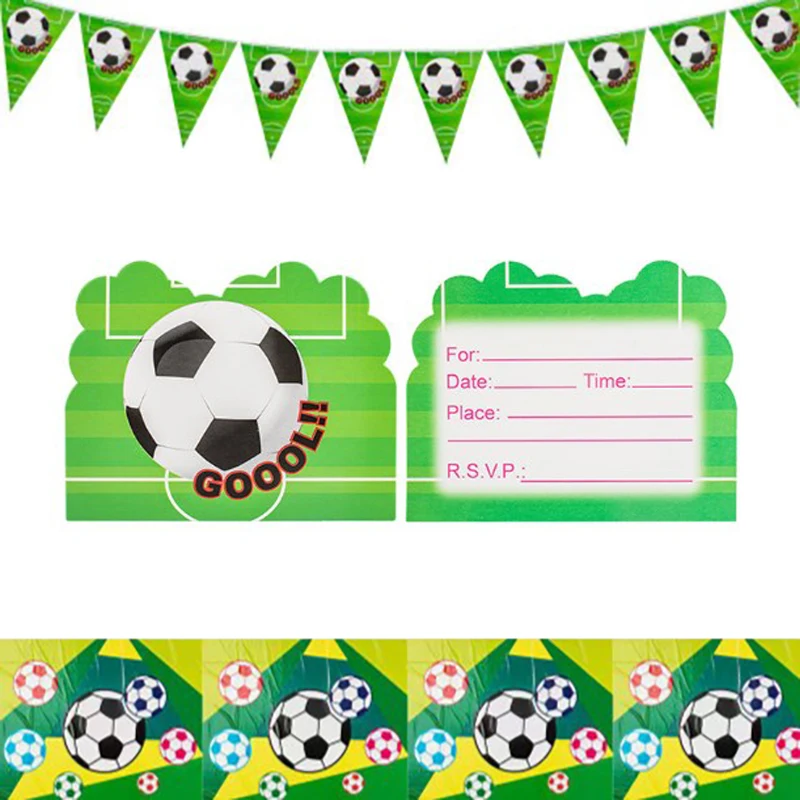 10pcs Green Football Invitation Card Event Party Wedding Greeting Card Boy Birthday Party Paper Thank You Accessories greeting cards thank you cards wedding invitations