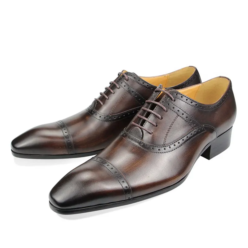 Elegant Formal Men Shoes Top Layer Cow Leather Oxfords Business Office Lace Up Luxury Design Handmade Dress Fashion Males' Shoe 4