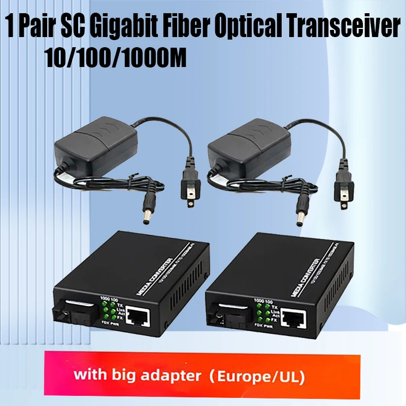 Gigabit Fiber Optical Media Converter, Single Mode, Single Fiber, SC Port, 20KM, 1310 1550, 10 Mbps, 100 Mbps, 1000Mbps,1 Pair