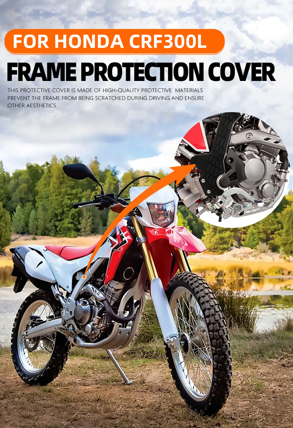 Shiwaki Motorradrahmen Schutzabdeckung Schutz Obermaterial für CRF300L 