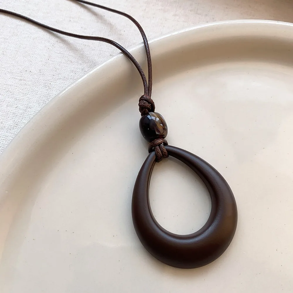Vintage Wooden Owl Pendant Necklace - Ethnic Long Chain Jewelry