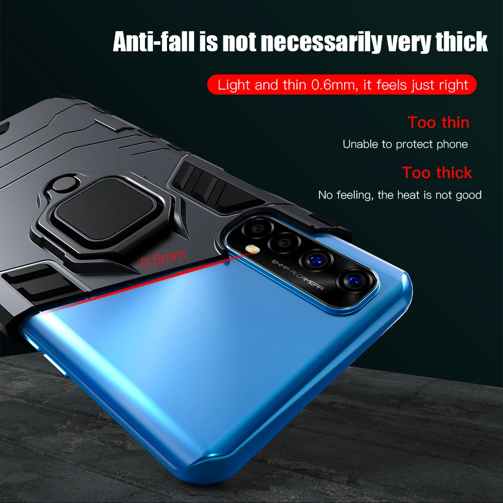 Shockproof Armour Case with Ring Holder Stand - Durable Protective Phone Cover