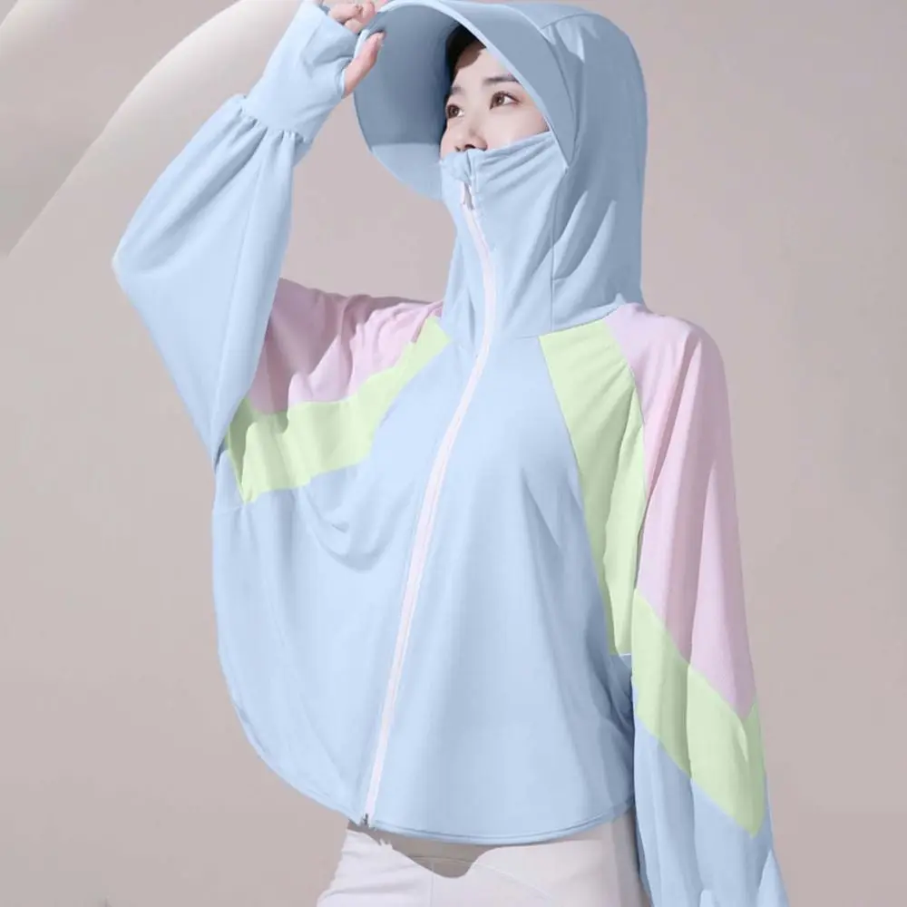Description Picture 3 of itemFashion Sweatshirts Sunscreen Clothing Patchwork Long-sleeved Sunblock Clothing Thin Shawl Outdoor Sun Protection Coats Women