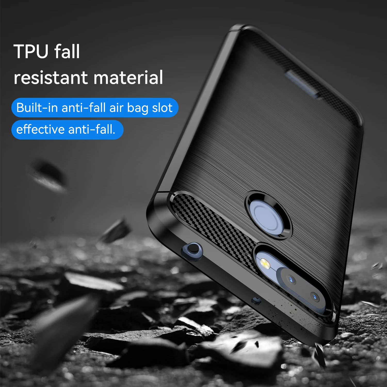 Durable Carbon Fiber Shockproof Phone Case with Flexible Bumper