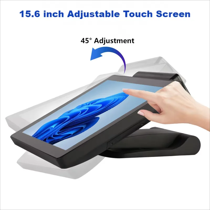 15.6 Inch Windows POS Touch Screen Cash Register With I5 Gen4 8G 128G Foldable Stand Rich Interfaces Monitor Digital LED Display